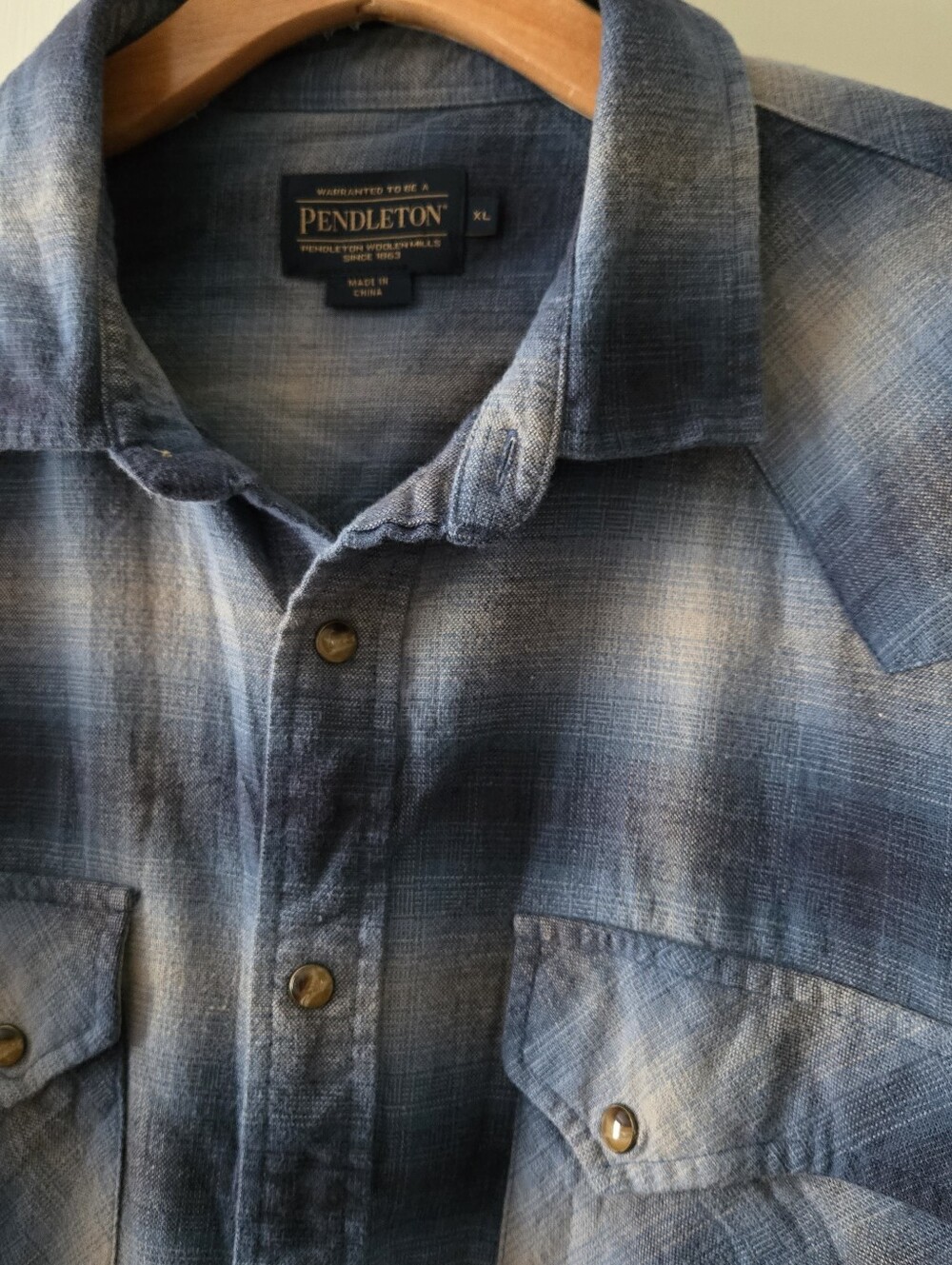 Pendleton Wyatt Cotton Twill Plaid Snap Front Shirt Size XL